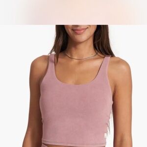 Women's Scoop Neck Crop Tank Top - Dusty Rose